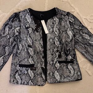 DREW Monochrome Snake Pattern Blazer